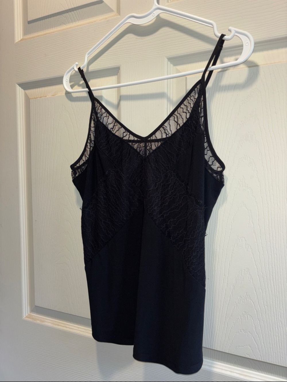 White House Black Market Black Lace-Insert V-Neck Camisole